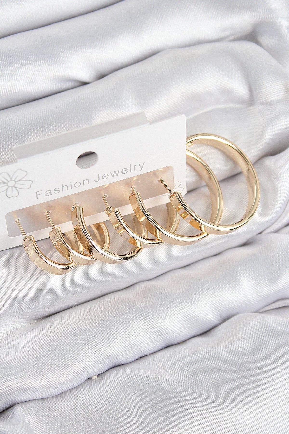 Pirinç Halka Model Gold Renk Kadın Set Küpe - Lisinya