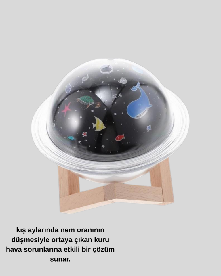 USB Projeksiyon Gece Lambası ve Hava Nemlendirici – Aromaterapi Destekli, Taşınabilir Mini - Lisinya