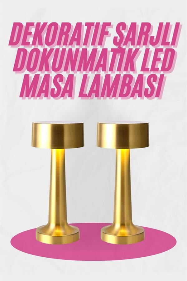 YamanHobi Şarj Edilebilir Altın Renk Dekoratif Masa Lambası