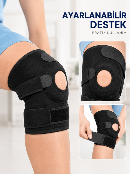 Ligamentli Diz Desteği Kısa Dizlik Ayarlanabilir Cırtlı Açık Patella Tasarım - Lisinya