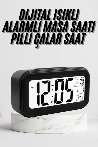 Dijital Masa Saati Termometre Takvim Led Ekran Pilli Ev Ofis Masası