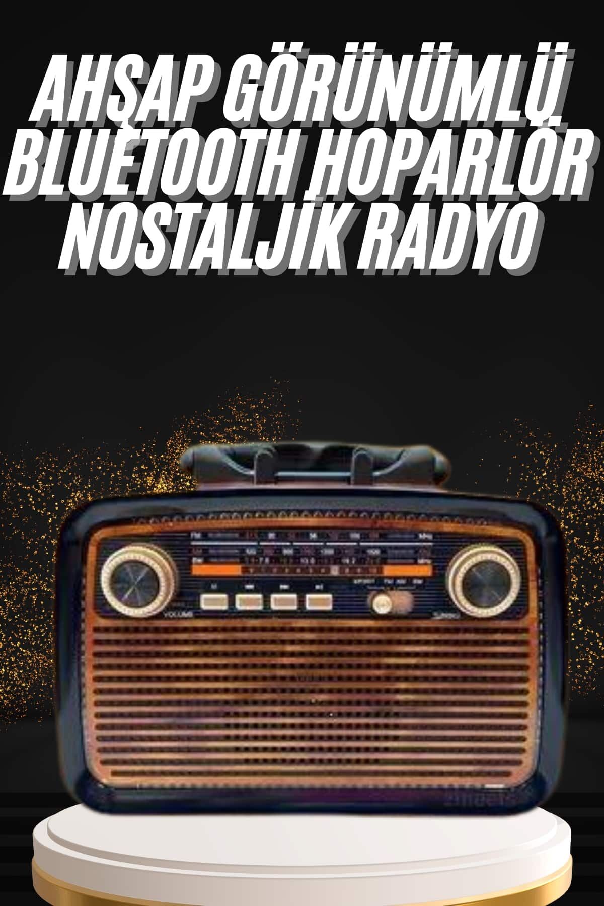 Nostaljik Görünümlü Ahşap Radyo TF SD USB Girişli Led Fener Işıklı - Lisinya