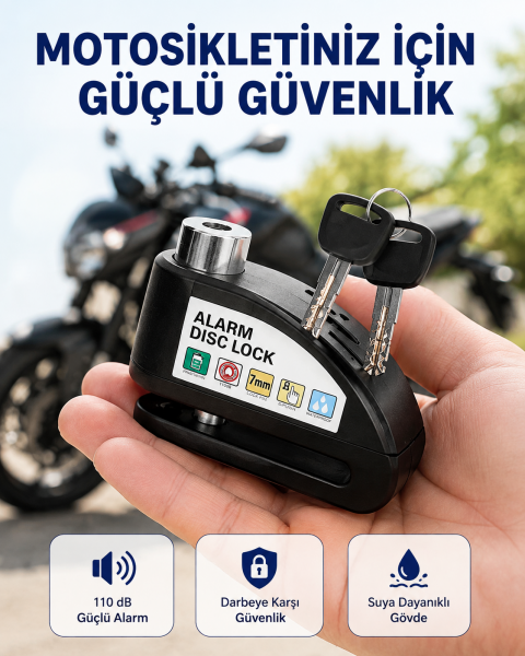 Taşınabilir Alarm Disk Kilidi Motosiklet Scooter Bisiklet Güvenlik Yeni Nesil - Lisinya