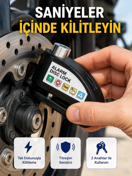 110 dB Alarm Disk Kilidi Motosiklet Scooter Bisiklet Güvenlik Yeni Nesil - Lisinya