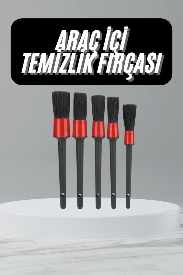 5 Adet Oto Detaylı Temizleyici Araç İçi Temizlik Fırça Seti Koltuk Döşeme Kapı Toz Alma Fırçası - Lisinya