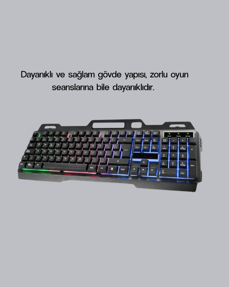 Profesyonel Oyuncu Klavye Mouse Seti – RGB Işıklı, Türkçe Q, DPI Ayarlı, Dayanıklı Gövde - Lisinya