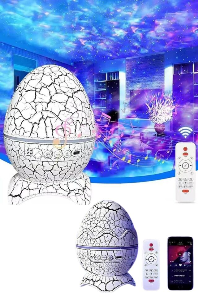 Bluetooth Hoparlör Dinozor Yumurtası Gece Masa Lambası Projektör - Lisinya