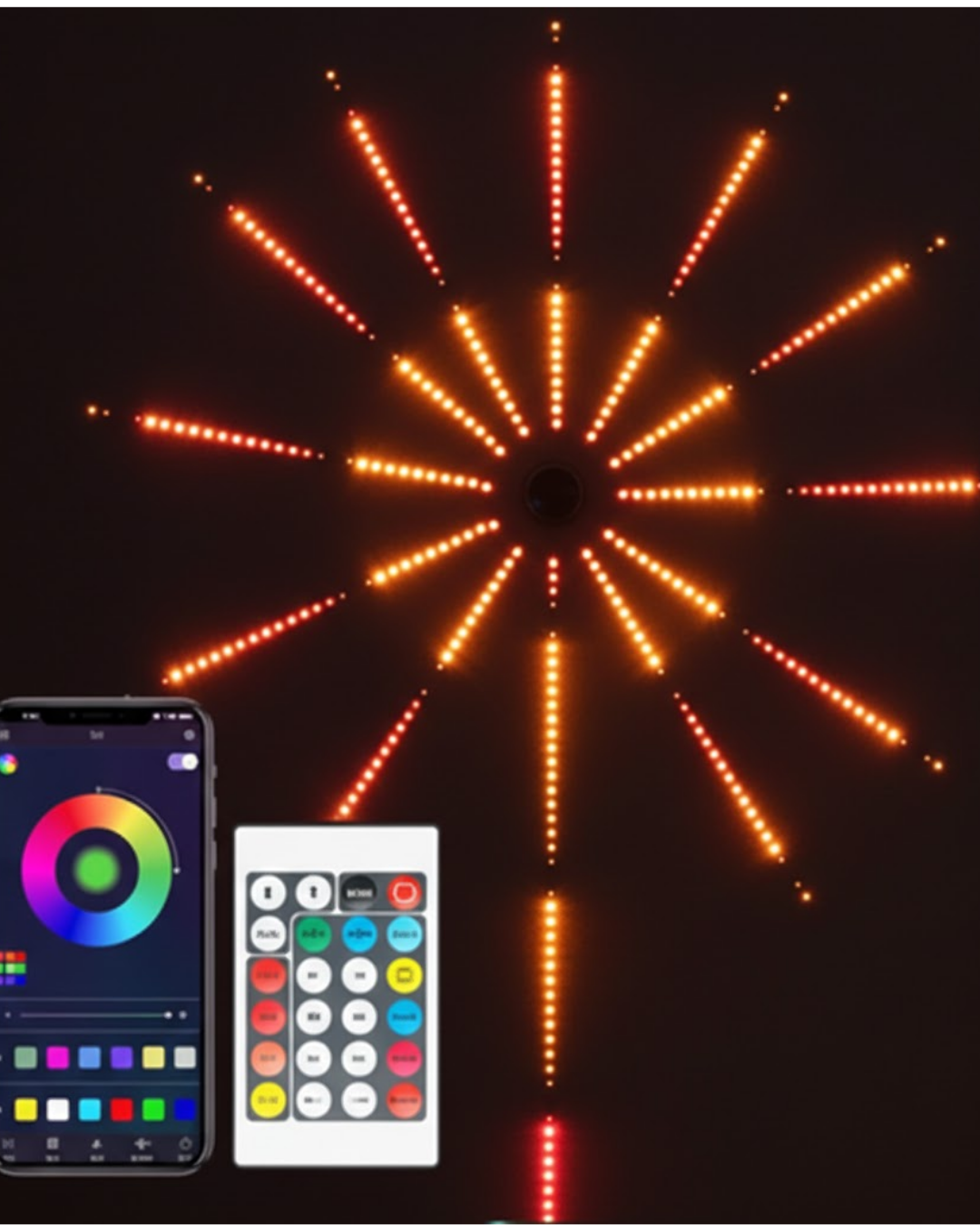 Uygulama Destekli RGB LED Havai Fişek Duvar Aydınlatması - Lisinya
