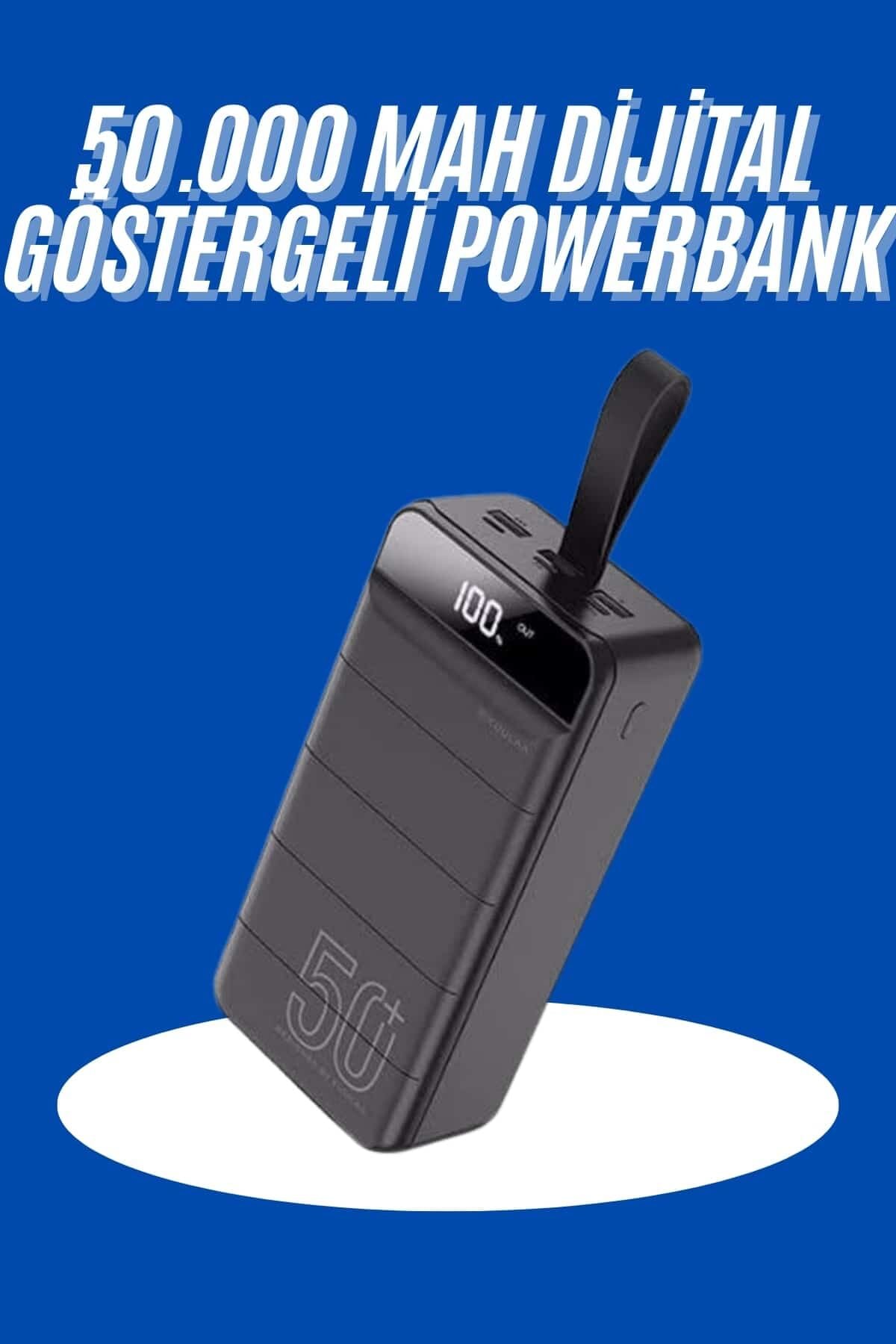 Powerbank 50.000 Mah Dijital Göstergeli Taşınabilir 4 Portlu Hızlı Powerbank - Lisinya