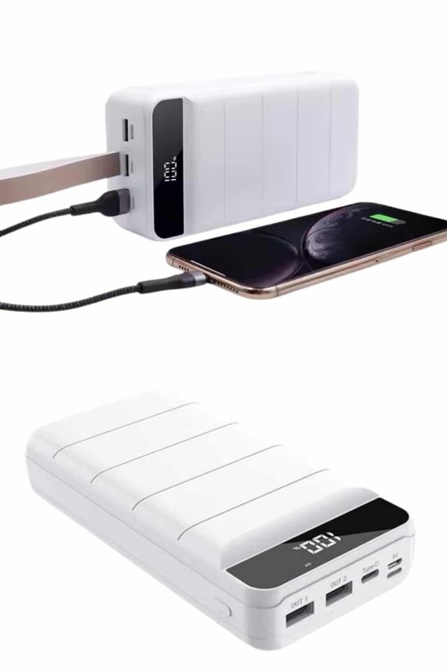 Powerbank 50.000 Mah Dijital Göstergeli Taşınabilir 4 Portlu Hızlı Powerbank - Lisinya