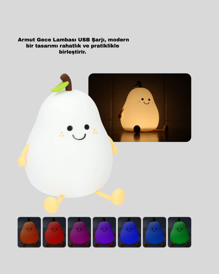 YamanHobi Armut Gece Lambası USB Şarjlı Ayarlanabilir LED Masa Lambası