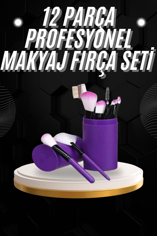 12 Parça Profesyonel Makyaj Fırçası Far Fırçası Allık Fırçası Yumuşak Kıllı - Lisinya
