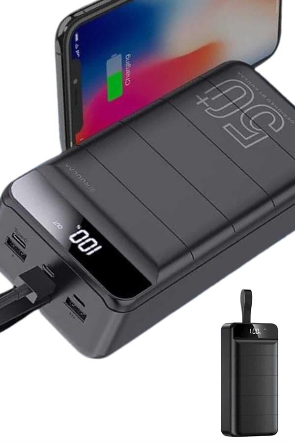 Hızlı Taşınabilir 50.000 Mah Powerbank Led Ekran Android ve İOS Uyumlu - Lisinya