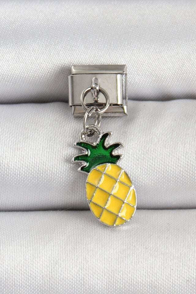 316L Çelik Gümüş Renk Ananas Model Nomination Charm - Lisinya