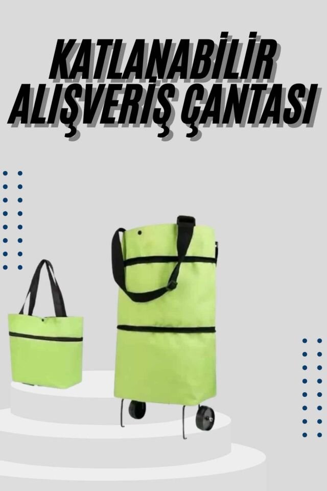 Katlanabilir Tekerlekli Çantalı Çarşı Pazar Arabası Alışveriş Çantası Piknik Çantası - Lisinya
