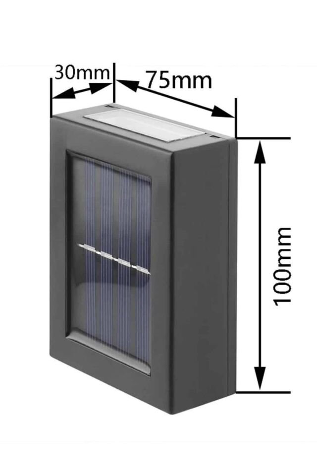 YamanHobi Çift Taraflı Solar Duvar Lambası 2 LED IP65 Siyah