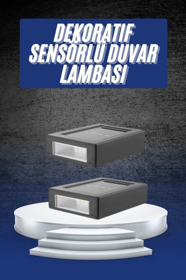YamanHobi Çift Taraflı Solar Duvar Lambası 2 LED IP65 Siyah