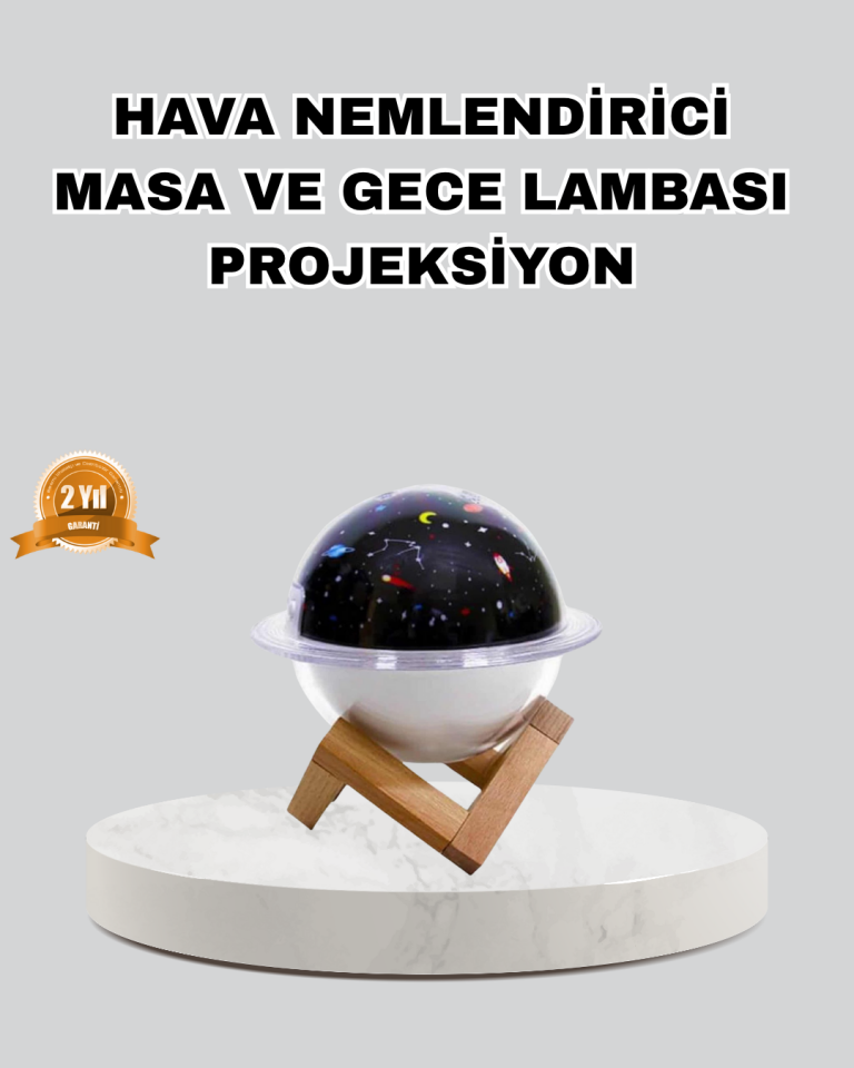 Aromaterapili USB Hava Nemlendirici – Projeksiyon Işıklı, Sessiz ve Şık Tasarım - Lisinya