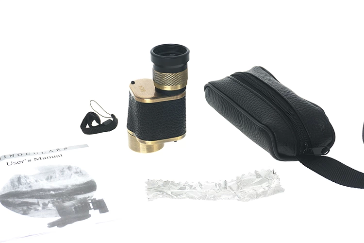 6x24  Baıgısh, Askeri Tarzi Pirinç Ve Deri Kaplamalı, Deri çantalı Monocular Dürbün Sarı ( Lisinya )