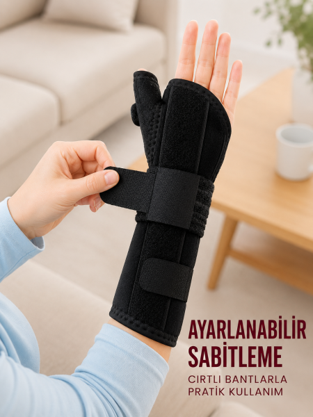 Metal Destekli El Bilekliği Başparmak Destekli Uzun Bilek Ateli Standart Beden - Lisinya