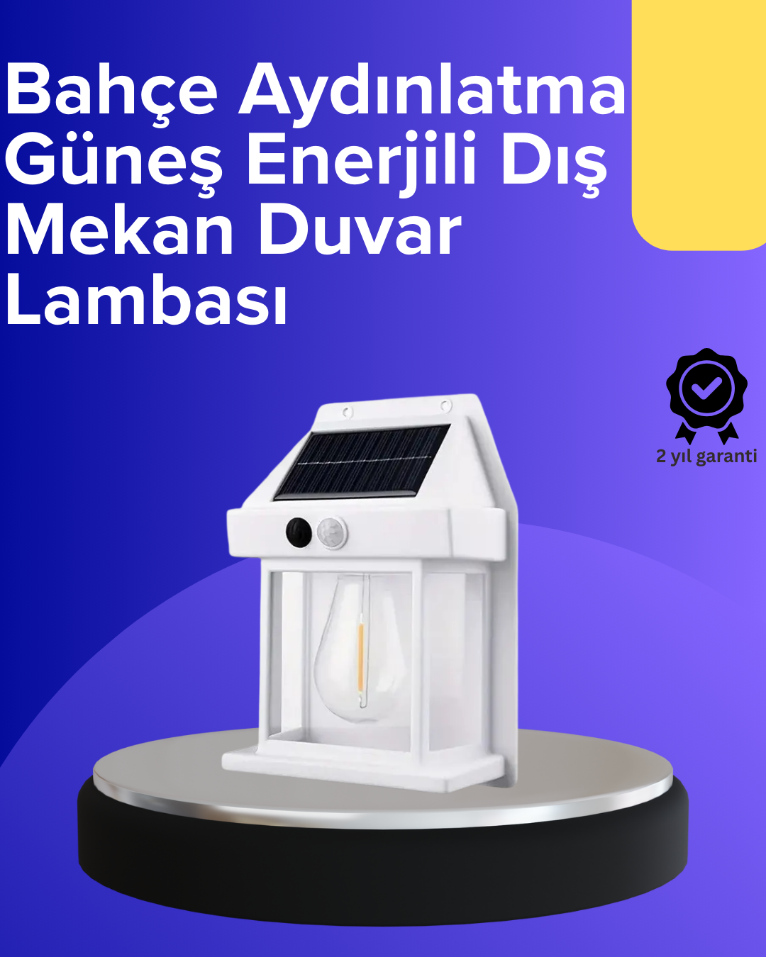 YamanHobi Güneş Enerjili Hareket Sensörlü Duvar Lambası 1800 mAh