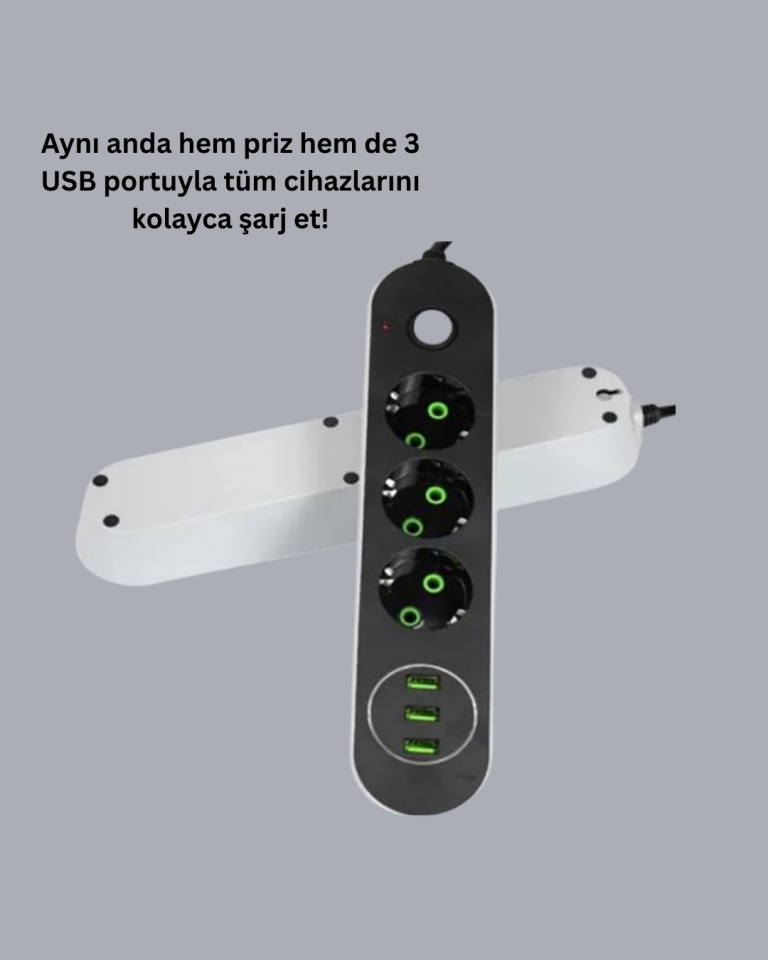 3 USB Portlu Üçlü Priz CXE103 - Lisinya