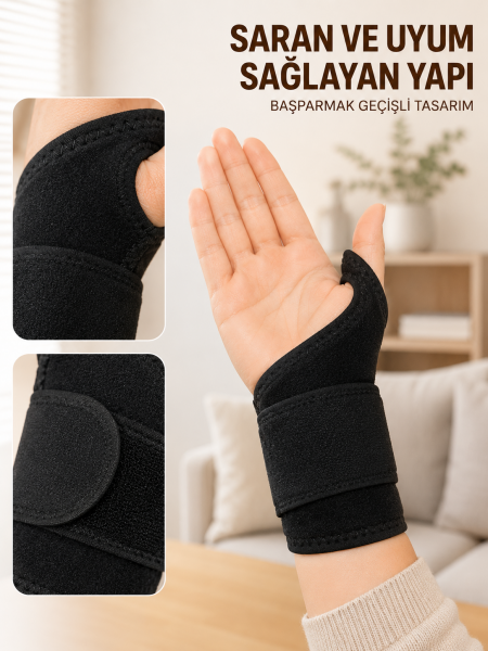 Ayarlanabilir El Bilek Bandajı Başparmak Geçişli Bilek Desteği Günlük ve Spor Kullanım - Lisinya