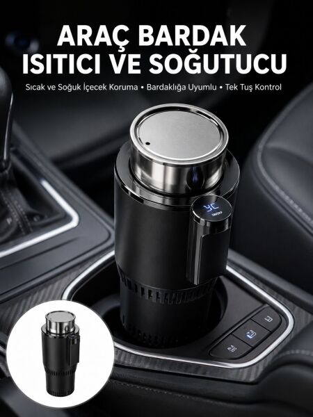 Isıtma Soğutma Özellikli Araç Bardaklığı Çakmak Girişli Akıllı Yeni Nesil - Lisinya