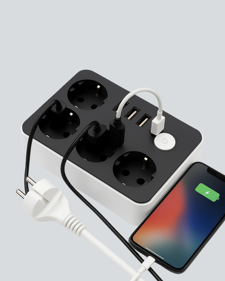4.1A Hızlı Şarjlı Akım Korumalı 4 Priz ve 3 USB Çıkışlı Priz - Lisinya