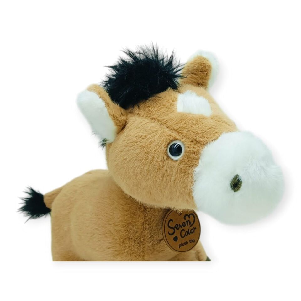 Peluş Hayvanlar Sesli 30 cm At - Koyu Kahverengi (Lisinya)