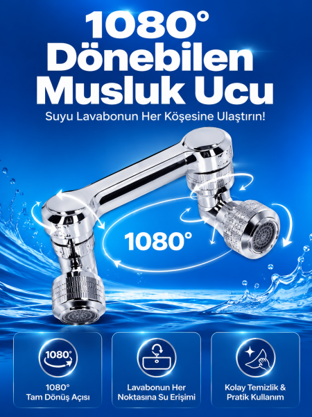 Döndürülebilir Musluk Mutfak Banyo Musluk Ucu Başlığı 4 Filtreli - Lisinya