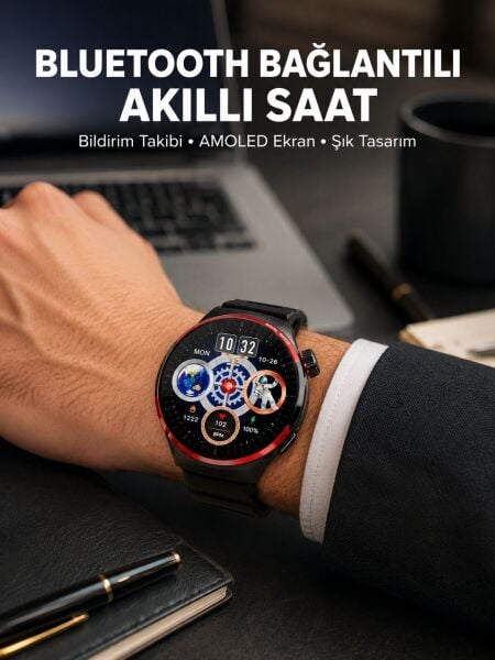 NFC Destekli Akıllı Saat AMOLED Ekranlı Şık Tasarım Yeni Nesil - Lisinya
