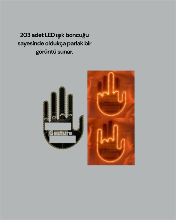 Kablosuz Kumandalı LED Jest Işığı – 3 Modlu Araba Arkası Mesaj Işığı, 203 LED ile Yüksek Parlaklık - Lisinya