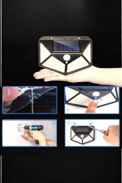 Güneş Enerjili Bahçe Aydınlatma Lambası Solar 100 Led Lamba - Lisinya