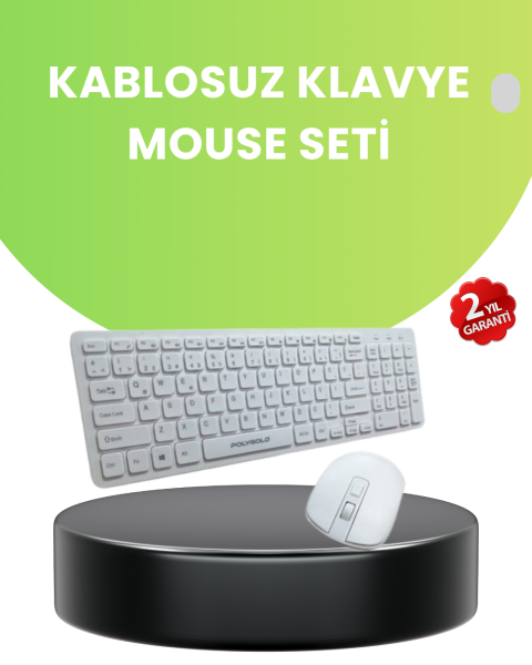 Ergonomik Kablosuz Klavye Mouse Takımı - Tam Boy, Sessiz ve Güvenilir