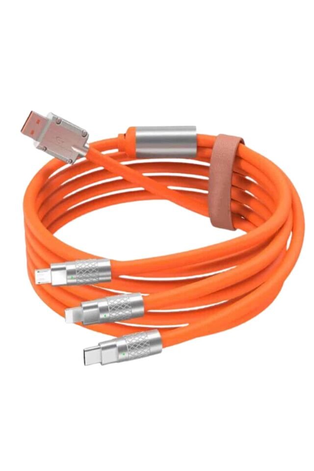 Çoklu Şarj Kablosu USB Type-C İOS Uyumlu 120W Hızlı Şarj Kablosu - Lisinya