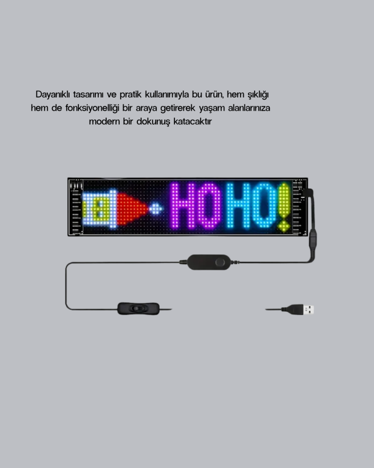 RGB LED Panel – USB Güç Girişli, GIF ve Yazı Gösterimli Akıllı Ekran - Lisinya