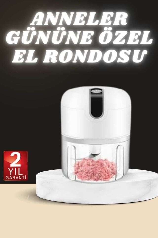 Anneler Gününe Özel Hediye El Rondosu Doğrayıcı Şarjlı Taşınabilir - Lisinya