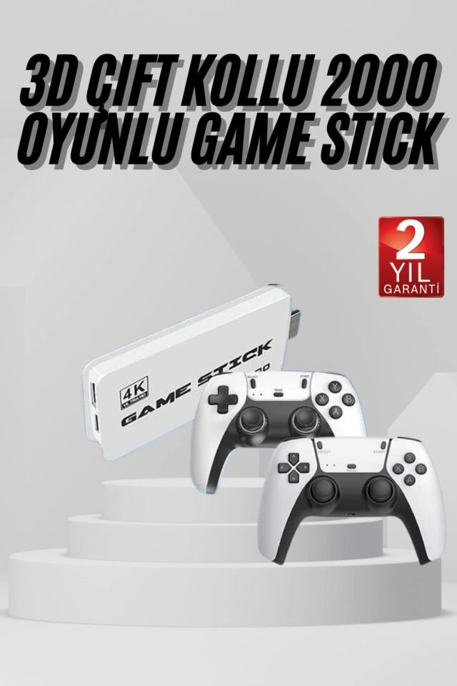 yeni nesil 3D 4K 2000 Oyunlu Game Stick Oyun Konsolu Çift Konsol - Lisinya