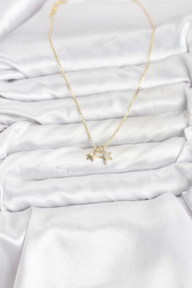 Pirinç Gold Renk Yıldız Minimal Kadın Kolye - Lisinya
