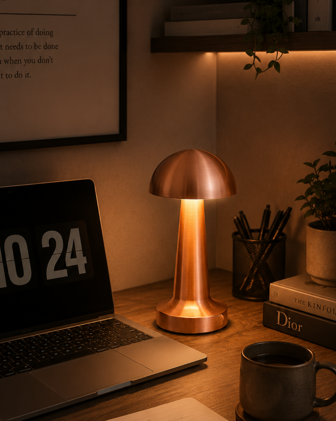 Modern Bronz Mantar Masa Lambası LED Dokunmatik Dekoratif Aydınlatma - Lisinya