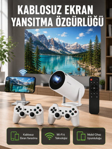Taşınabilir Çok Fonksiyonlu Projeksiyon – Oyun, Sunum, Netflix ve Eğitim İçin Yeni Nesil - Lisinya
