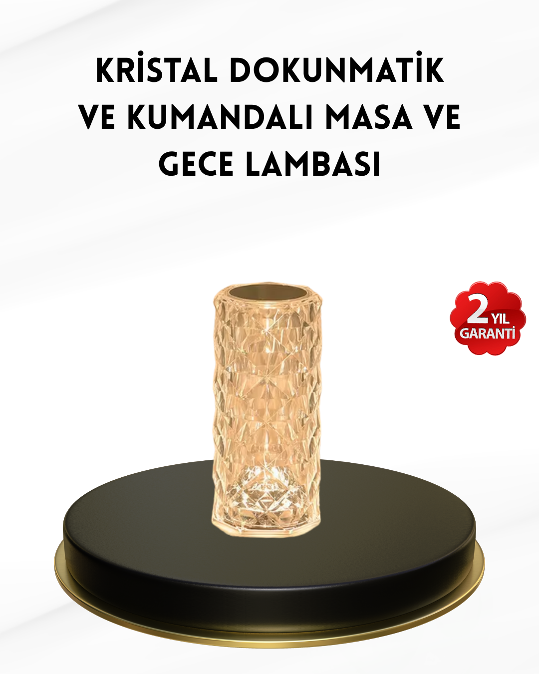 YamanHobi Kristal RGB LED Gece Lambası 16 Renk Kumandalı Dekoratif Masa Lambası