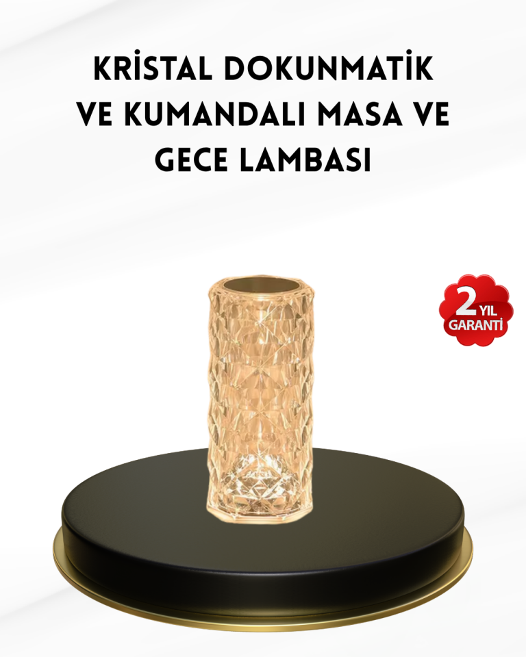 YamanHobi Kristal RGB LED Gece Lambası 16 Renk Kumandalı Dekoratif Masa Lambası