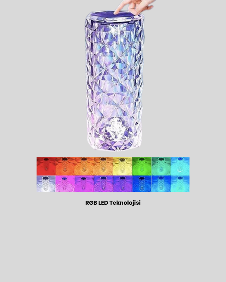 YamanHobi Kristal RGB LED Gece Lambası 16 Renk Kumandalı Dekoratif Masa Lambası