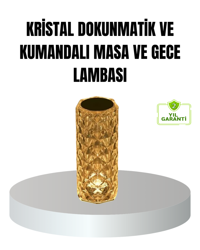 YamanHobi Kristal RGB LED Masa ve Gece Lambası 16 Renk Kumandalı