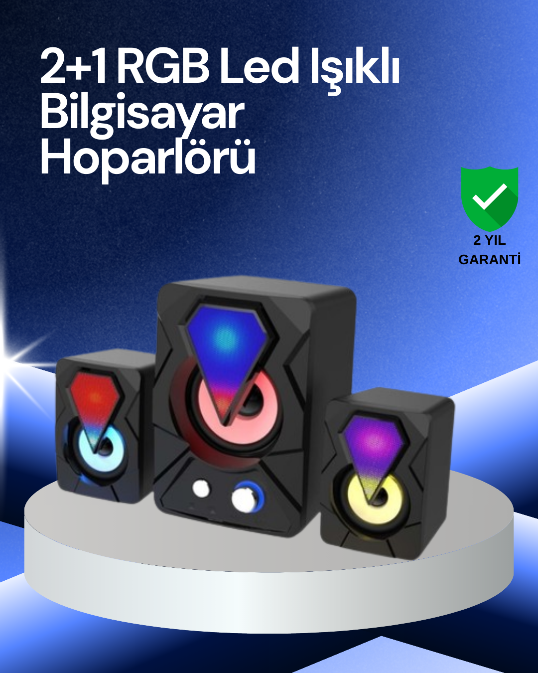 YamanHobi 2.1 RGB Işıklı USB Hoparlör Seti 9W Subwooferlı Siyah