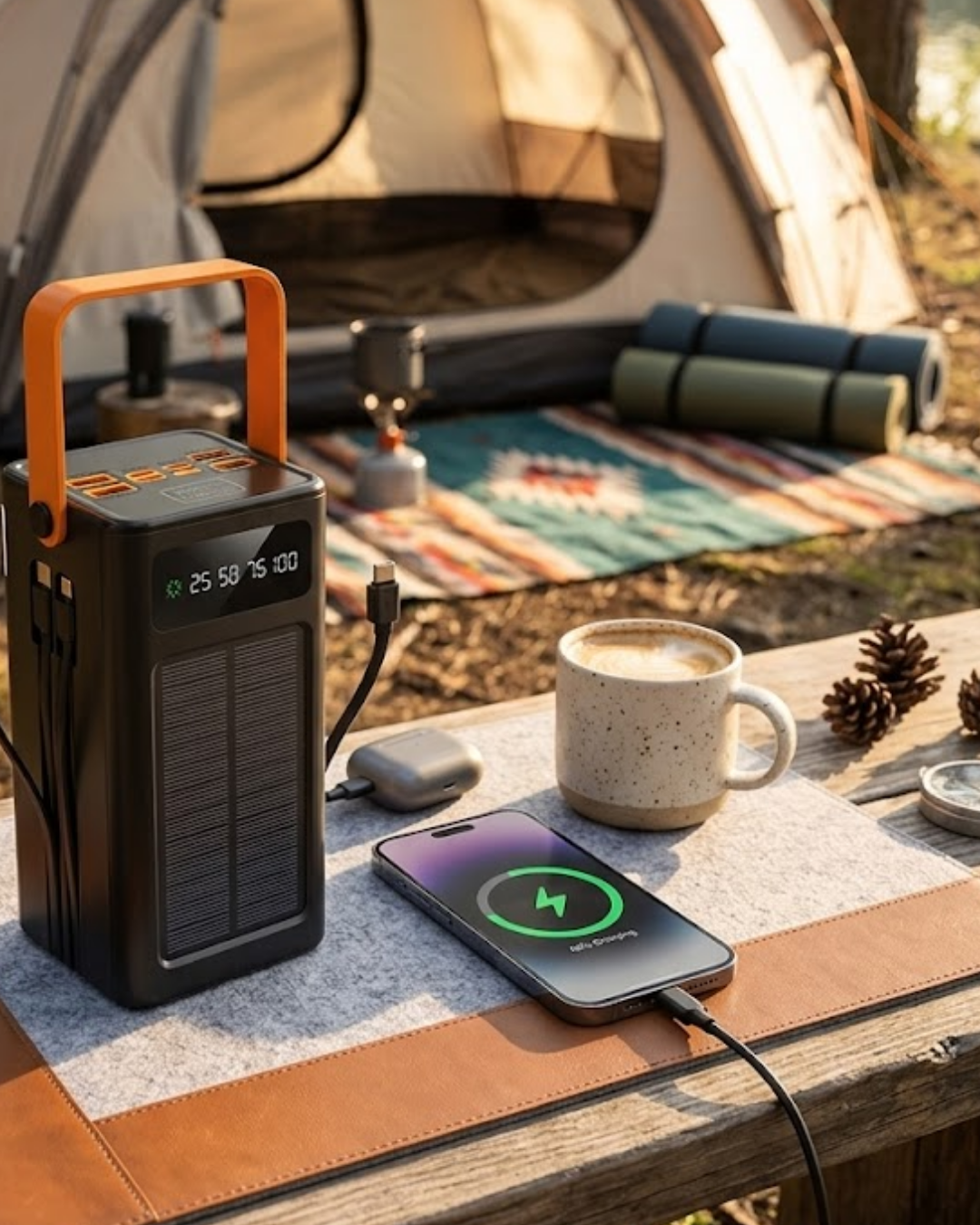 YamanHobi Güneş Enerjili Powerbank Dijital Ekranlı Hızlı Şarj Cihazı