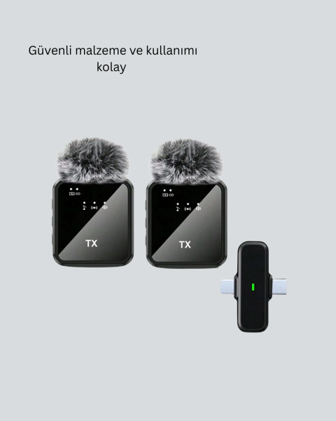 Canlı Yayın ve Video Çekimleri İçin Çiftli Kablosuz Yaka Mikrofon