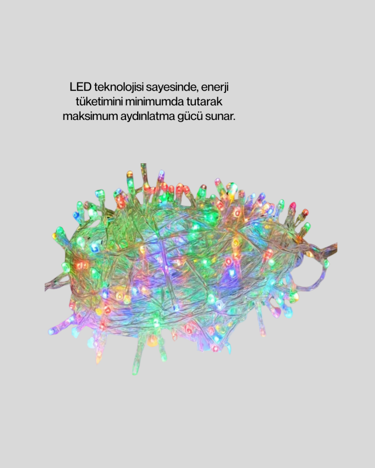 Enerji Tasarruflu Şeffaf Kablo 5 m 50 LED Dekor Işık - Lisinya